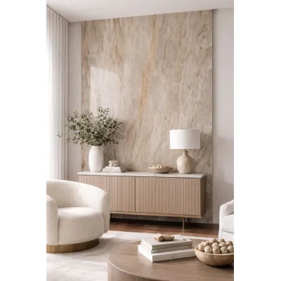 Set of 4 Modern Decorative Cream PVC Wall Boards 240cm