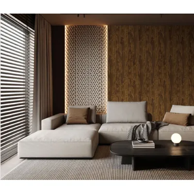 Set of 4 Modern Decorative Walnut PVC Wall Boards 240cm