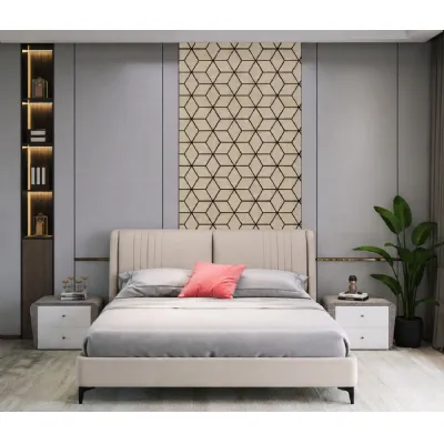 Set of 4 Modern Decorative Dark Oak Block Acoustic Wall Panels 240cm