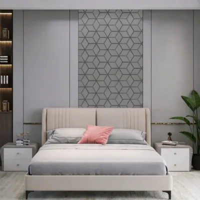 Set of 4 Modern Decorative Grey Block Acoustic Wall Panels 240cm
