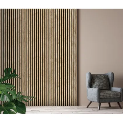 Set of 8 Modern Decorative White Oak Seamless PVC Wall Panels 240cm