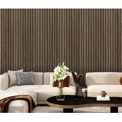 Set of 8 Modern Decorative Dark Oak Seamless PVC Wall Panels 240cm