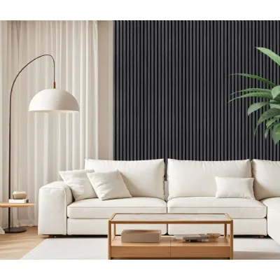 Set of 8 Modern Decorative Black Seamless PVC Wall Panels 240cm