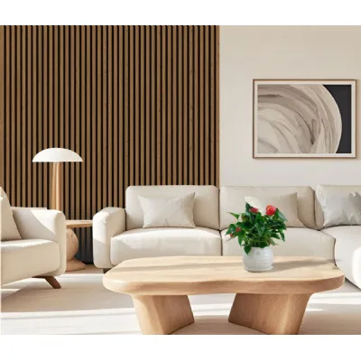 Set of 8 Modern Decorative Walnut Seamless PVC Wall Panels 240cm