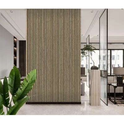 Set of 4 Modern Decorative Oak Premium Acoustic Slat Wall Panels 240cm