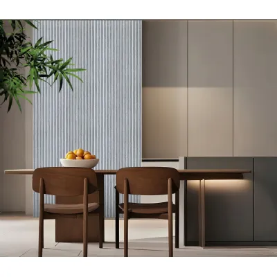 Set of 4 Modern Decorative Grey Oak Premium Acoustic Slat Wall Panels 240cm