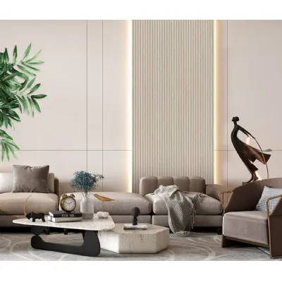 Set of 4 Modern Decorative Shadow Oak Premium Acoustic Slat Wall Panels 240cm