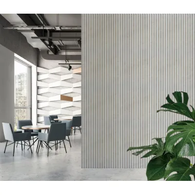 Set of 4 Modern Decorative Concrete Premium Acoustic Slat Wall Panels 240cm