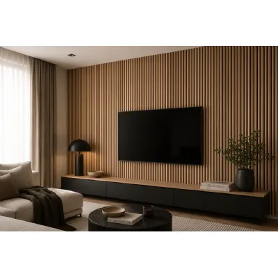 Set of 4 Modern Decorative Oak 02 Acoustic Slat Wall Panels 240cm