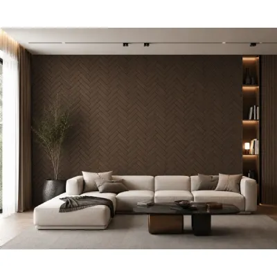 Set of 4 Modern Decorative Walnut Acoustic Slat Wall Panels 240cm
