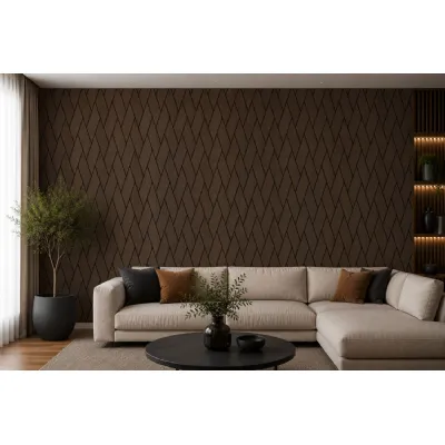 Set of 4 Modern Walnut Acoustic Slat Decorative Wall Panels 240cm