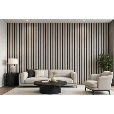 Set of 8 Modern Light Grey PVC Slatted Decorative Wall Panels 240cm