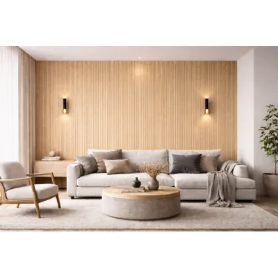 Set of 8 Modern Oak PVC Decorative Wall Panels 240cm