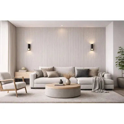 Set of 8 Modern Light Grey PVC Decorative Wall Panels 240cm