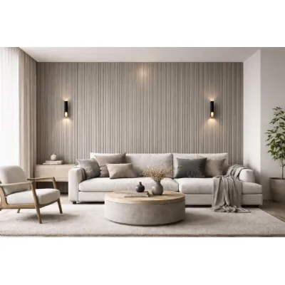Set of 8 Modern Dark Grey PVC Decorative Wall Panels 240cm
