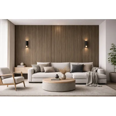 Set of 8 Modern Dark Oak PVC Decorative Wall Panels 240cm