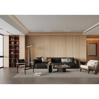 Set of 8 Modern Oak PVC Decorative Wall Panels 240cm