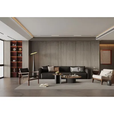 Set of 8 Modern Grey PVC Decorative Wall Panels 240cm