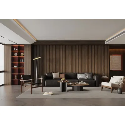 Set of 8 Modern Walnut PVC Decorative Wall Panels 240cm