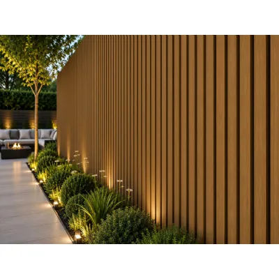 Set of 6 Modern Walnut Outdoor Composite Decorative Wall Panels 290cm