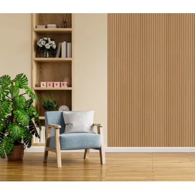 Set of 12 Modern Oak Seamless Fluted PVC Decorative Wall Panels 240cm