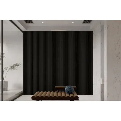Set of 12 Modern Black Seamless PVC Wall Panels 240cm