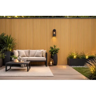 Set of 6 Modern Light Oak Outdoor Composite Wall Panels 290cm
