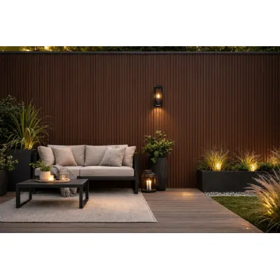Set of 6 Modern Light Brown Outdoor Composite Wall Panels 290cm