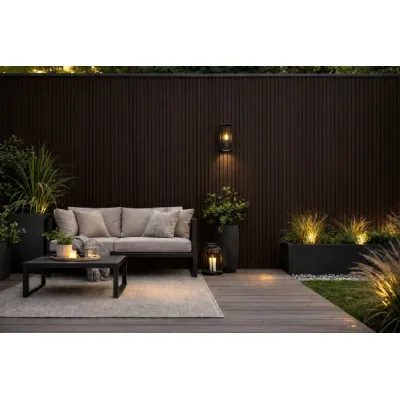 Set of 6 Modern Dark Brown Outdoor Composite Wall Panels 290cm