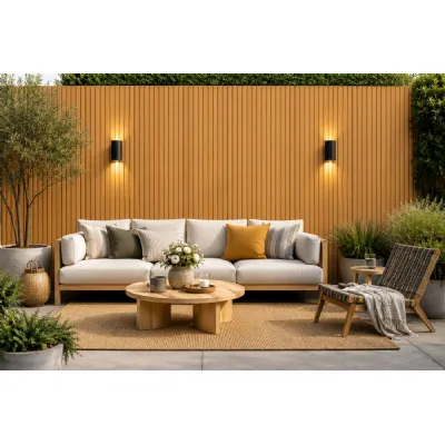 Set of 12 Modern Oak Outdoor Composite Wall Panels 240cm