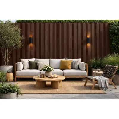 Set of 12 Modern Light Brown Outdoor Composite Wall Panels 240cm