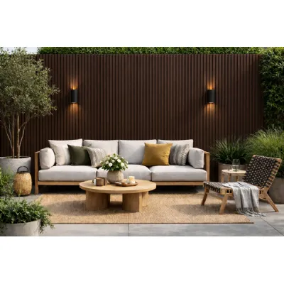 Set of 12 Modern Dark Brown Outdoor Composite Wall Panels 240cm