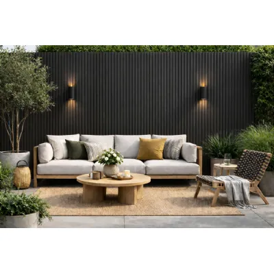 Set of 12 Modern Black Outdoor Composite Wall Panels 240cm