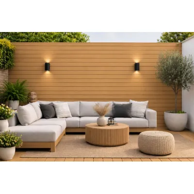 Set of 6 Modern Oak Outdoor Composite Wall Panels 290cm