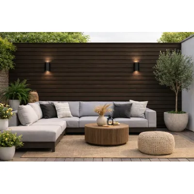 Set of 6 Modern Dark Brown Outdoor Composite Wall Panels 290cm