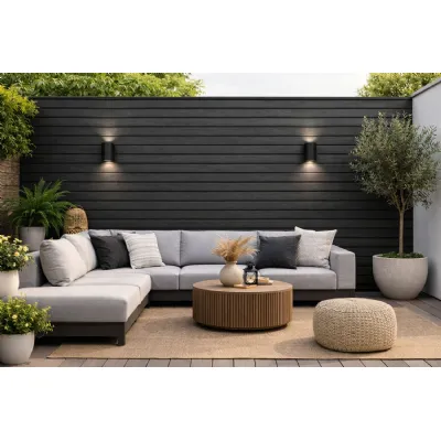 Set of 6 Modern Black Outdoor Composite Wall Panels 290cm