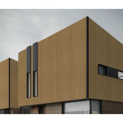 Set of 6 Modern Dark Oak Outdoor PVC Composite Wall Panels 290cm