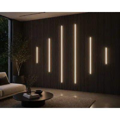 Set of 6 Modern White LED Wall Panel Lighting with Black Trim