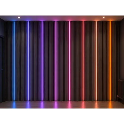Set of 4 Modern Flexible Multi Colour LED Wall Panel Lighting 240cm