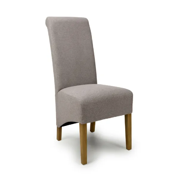 Mocha Brown Fabric High Roll Back Dining Chair