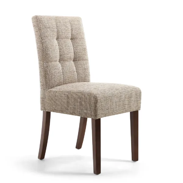 Oatmeal Tweed Fabric Dining Chair Walnut Wood Legs