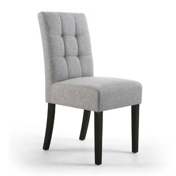Silver Grey Waffle Linen Effect Fabric Dining Chair