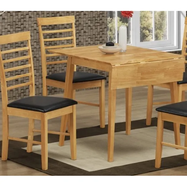 Light Oak Square Drop Leaf Dining Table and 2 Padded Dining Chairs