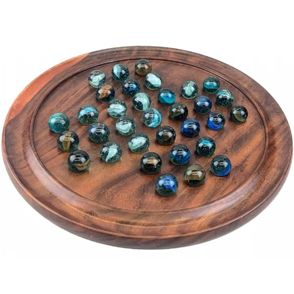 Solitaire With Glass Marbles Sheesham Wood 37cm