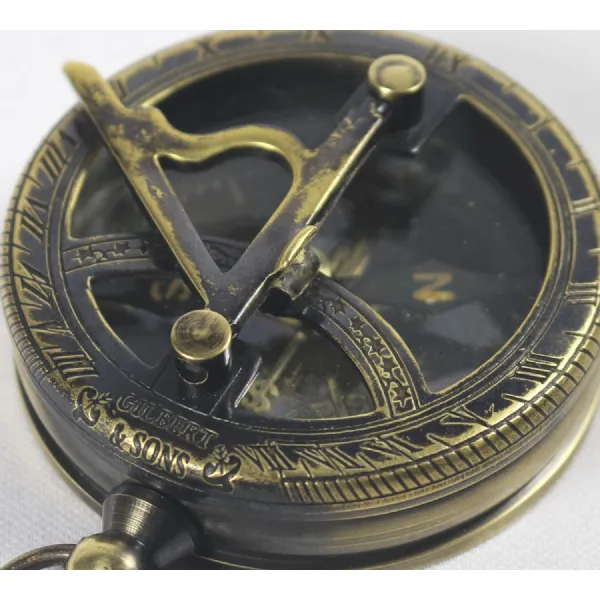 Pocket Sundial & Compass in Brass 8.2cm