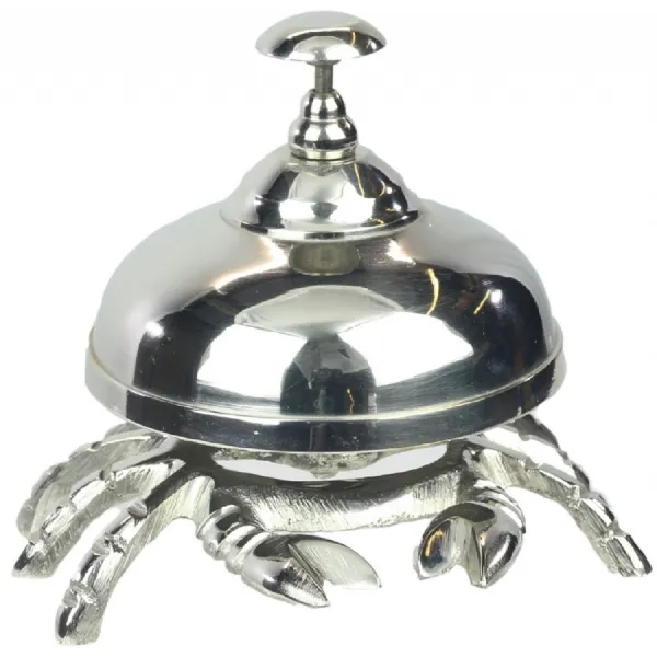Brass Desk Bell Crab Nickel Plated 11cm