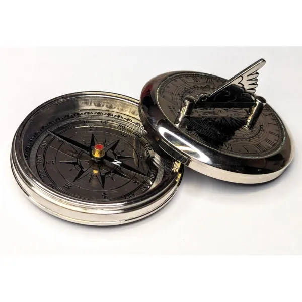 Nickle Plated Sundial Compass Paperweight 7.5cm