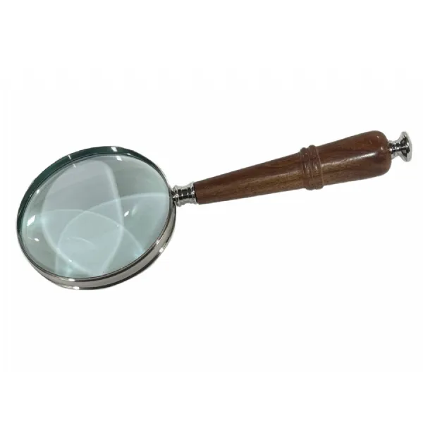 Nickel Magnifying Glass With Sheesham Handle 25cm 10cm Dia