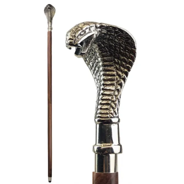Cobra Swagger Cane Nickel Plated & Sheseham Wood 100cm