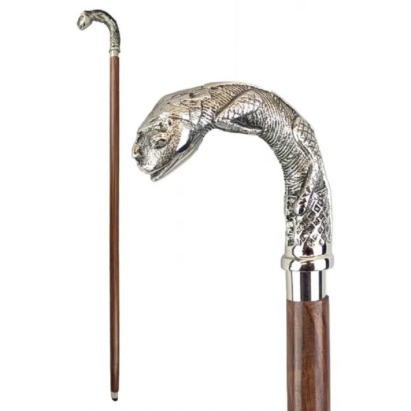 4 Legged Serpent Swagger Cane Nickel Plated & Sheesham Wood 98.5cm